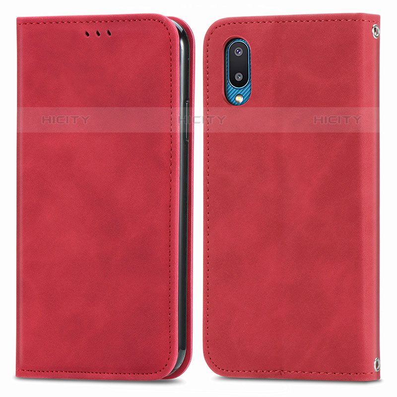 Funda de Cuero Cartera con Soporte Carcasa S04D para Samsung Galaxy M02 Rojo