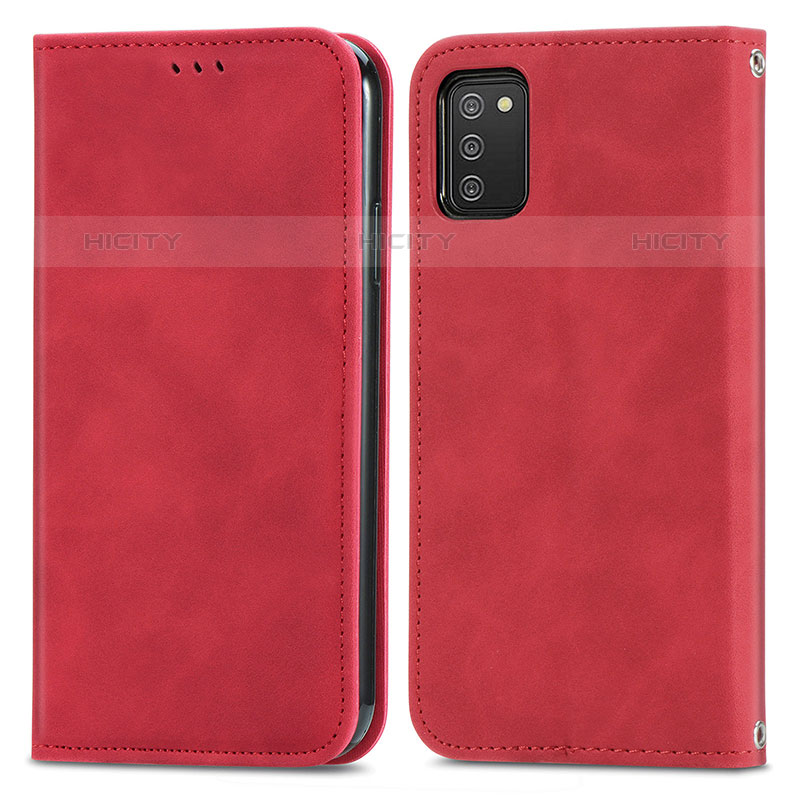 Funda de Cuero Cartera con Soporte Carcasa S04D para Samsung Galaxy M02s Rojo