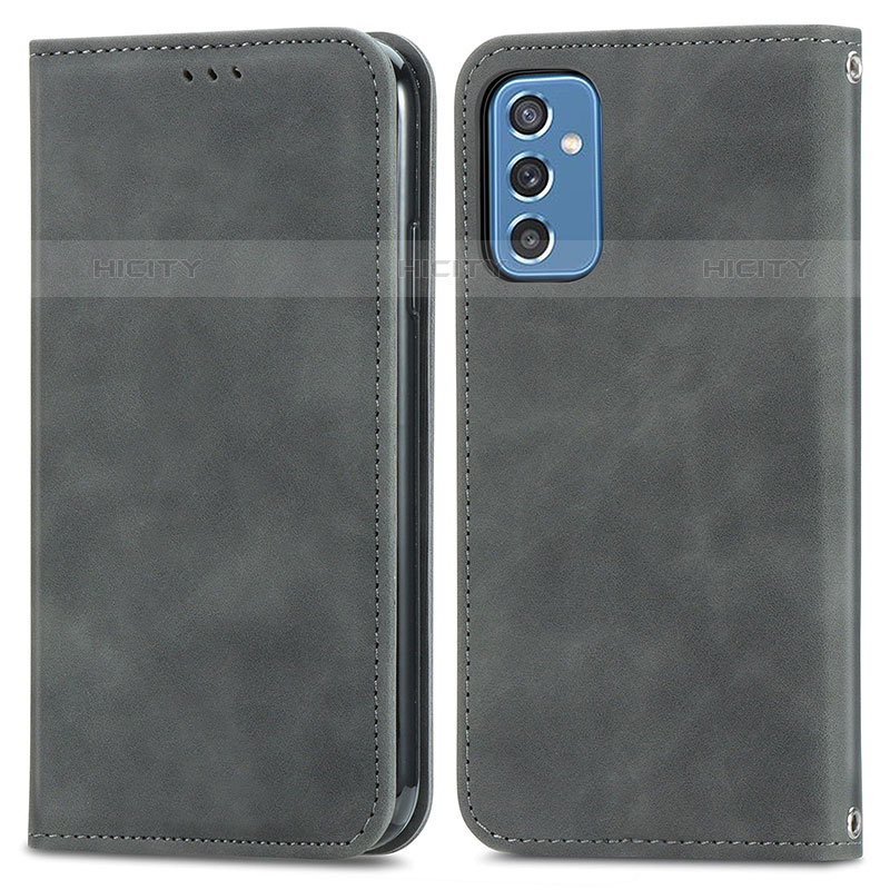 Funda de Cuero Cartera con Soporte Carcasa S04D para Samsung Galaxy M52 5G Gris