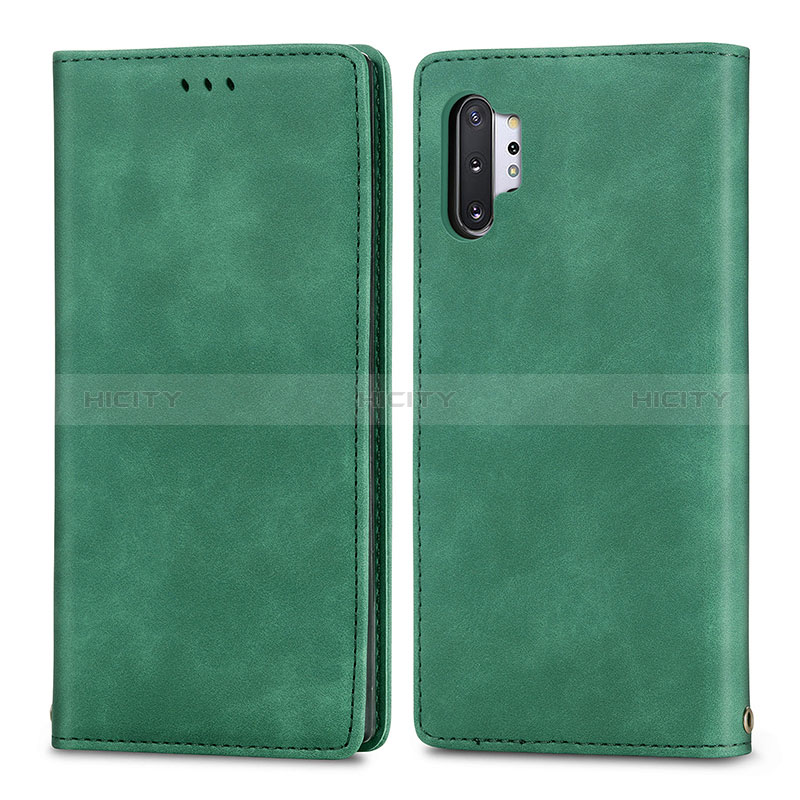 Funda de Cuero Cartera con Soporte Carcasa S04D para Samsung Galaxy Note 10 Plus 5G Verde