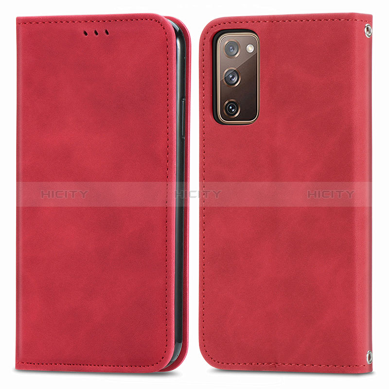 Funda de Cuero Cartera con Soporte Carcasa S04D para Samsung Galaxy S20 FE 4G Rojo