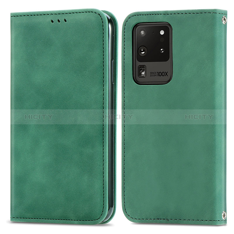 Funda de Cuero Cartera con Soporte Carcasa S04D para Samsung Galaxy S20 Ultra 5G Verde