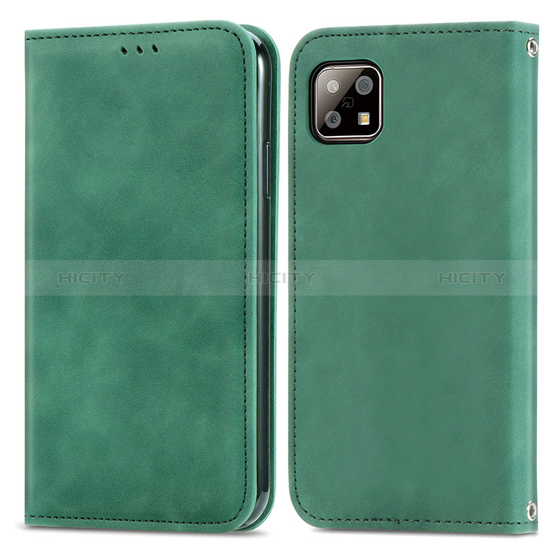 Funda de Cuero Cartera con Soporte Carcasa S04D para Sharp Aquos Sense6 Verde