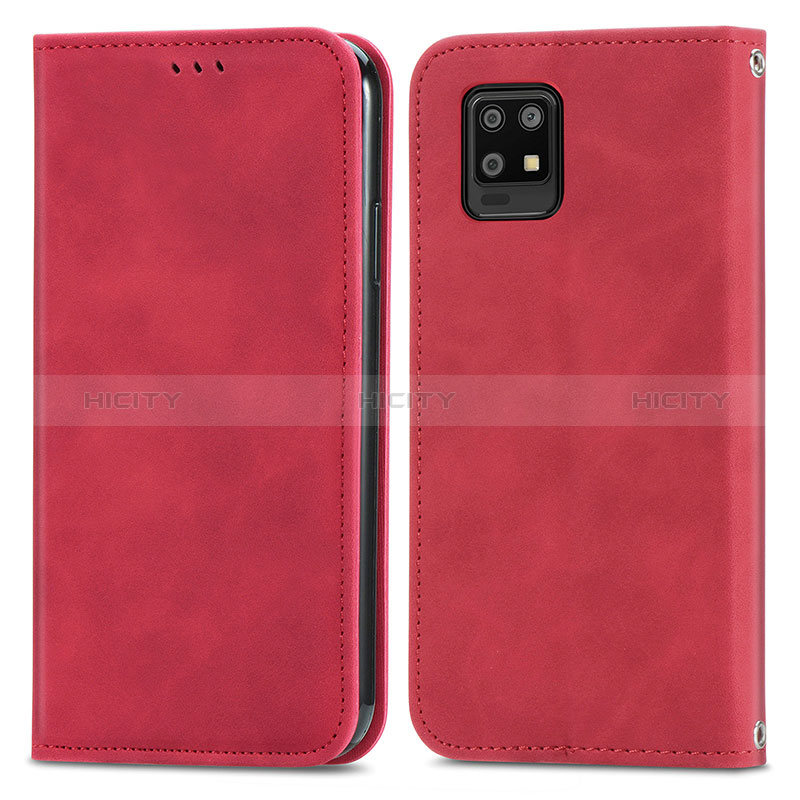 Funda de Cuero Cartera con Soporte Carcasa S04D para Sharp Aquos Zero6 Rojo