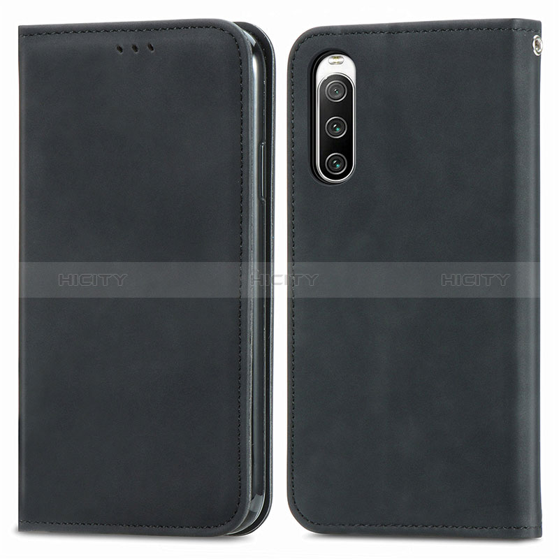 Funda de Cuero Cartera con Soporte Carcasa S04D para Sony Xperia 10 V Negro