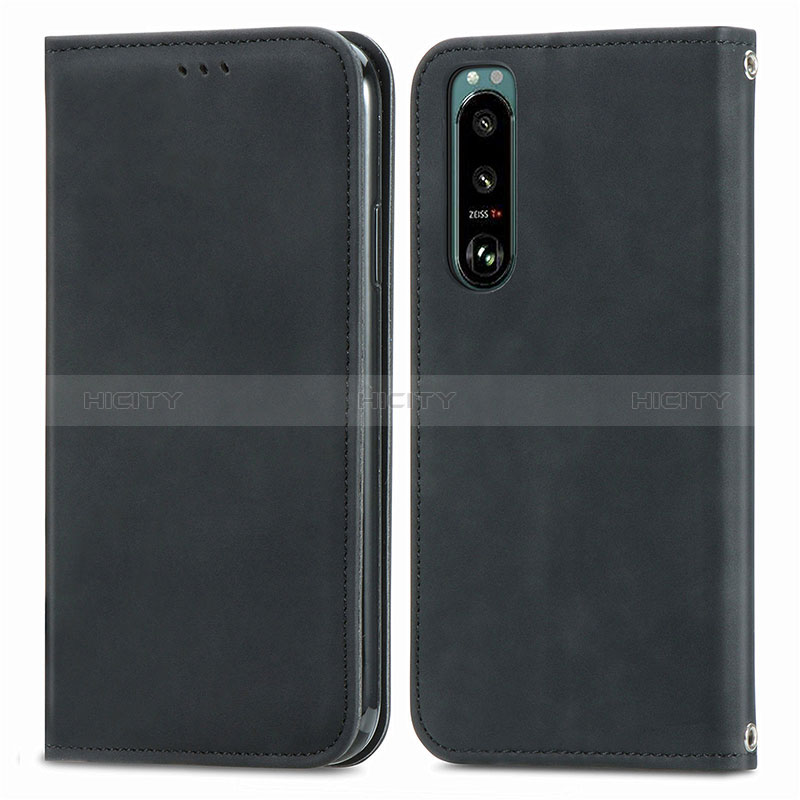 Funda de Cuero Cartera con Soporte Carcasa S04D para Sony Xperia 5 IV Negro