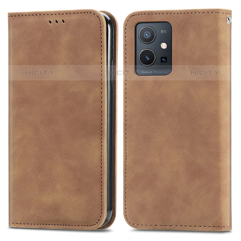 Funda de Cuero Cartera con Soporte Carcasa S04D para Vivo T1 5G India Marron