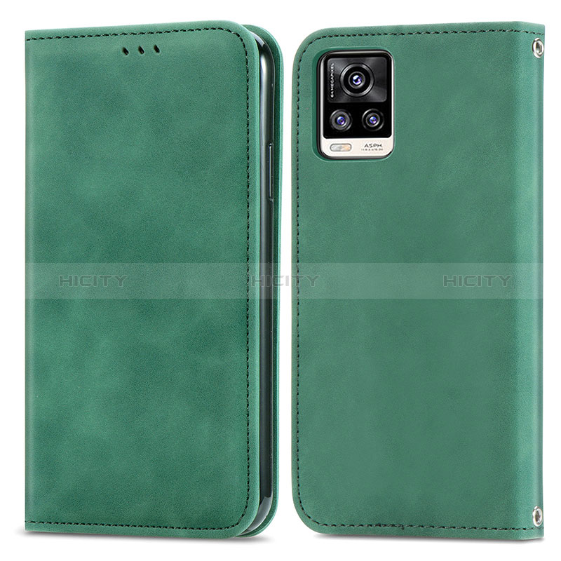 Funda de Cuero Cartera con Soporte Carcasa S04D para Vivo V20 Verde