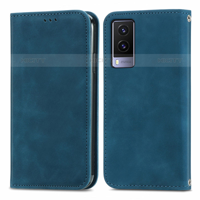 Funda de Cuero Cartera con Soporte Carcasa S04D para Vivo V21e 5G Azul