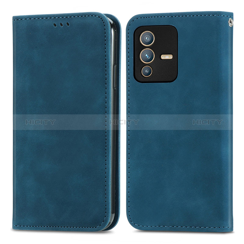 Funda de Cuero Cartera con Soporte Carcasa S04D para Vivo V23 5G Azul