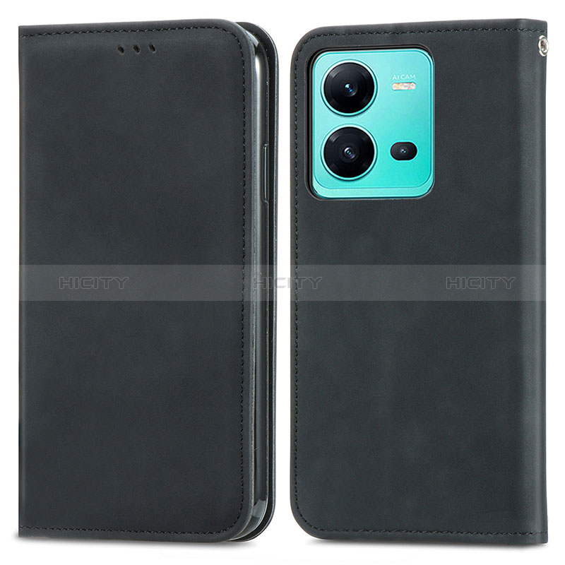 Funda de Cuero Cartera con Soporte Carcasa S04D para Vivo V25e Negro