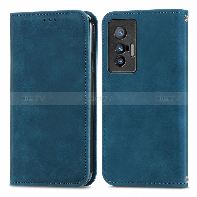 Funda de Cuero Cartera con Soporte Carcasa S04D para Vivo X70t Azul