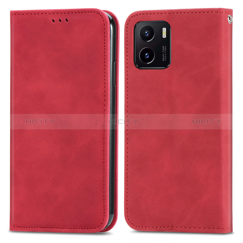 Funda de Cuero Cartera con Soporte Carcasa S04D para Vivo Y10 Rojo