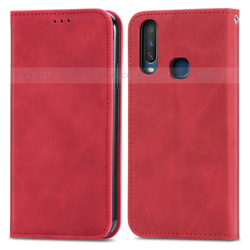 Funda de Cuero Cartera con Soporte Carcasa S04D para Vivo Y11 Rojo