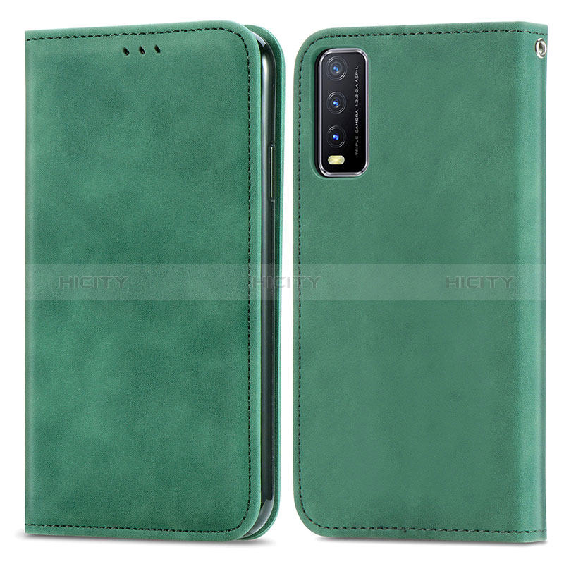 Funda de Cuero Cartera con Soporte Carcasa S04D para Vivo Y12A Verde