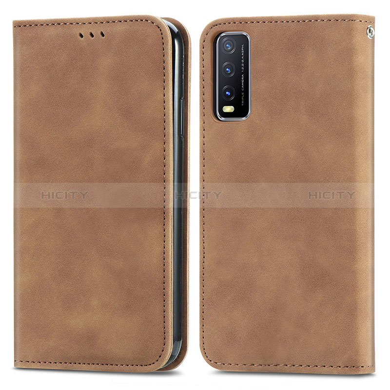 Funda de Cuero Cartera con Soporte Carcasa S04D para Vivo Y12G Marron