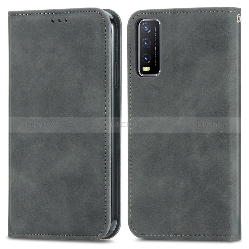 Funda de Cuero Cartera con Soporte Carcasa S04D para Vivo Y20 (2021) Gris