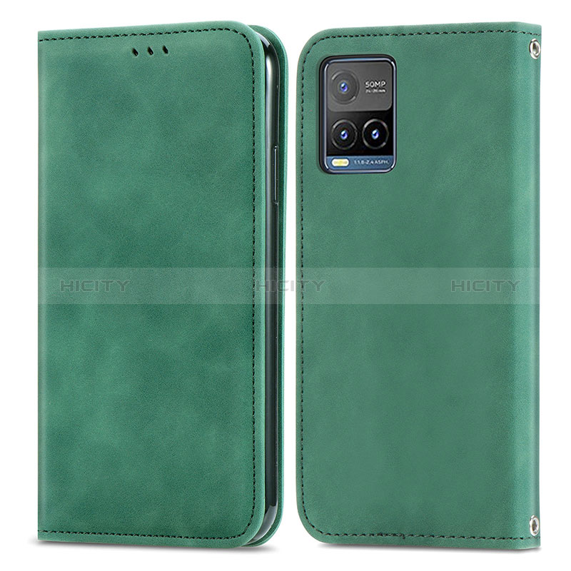 Funda de Cuero Cartera con Soporte Carcasa S04D para Vivo Y21G Verde