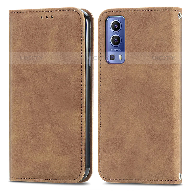 Funda de Cuero Cartera con Soporte Carcasa S04D para Vivo Y52 5G Marron