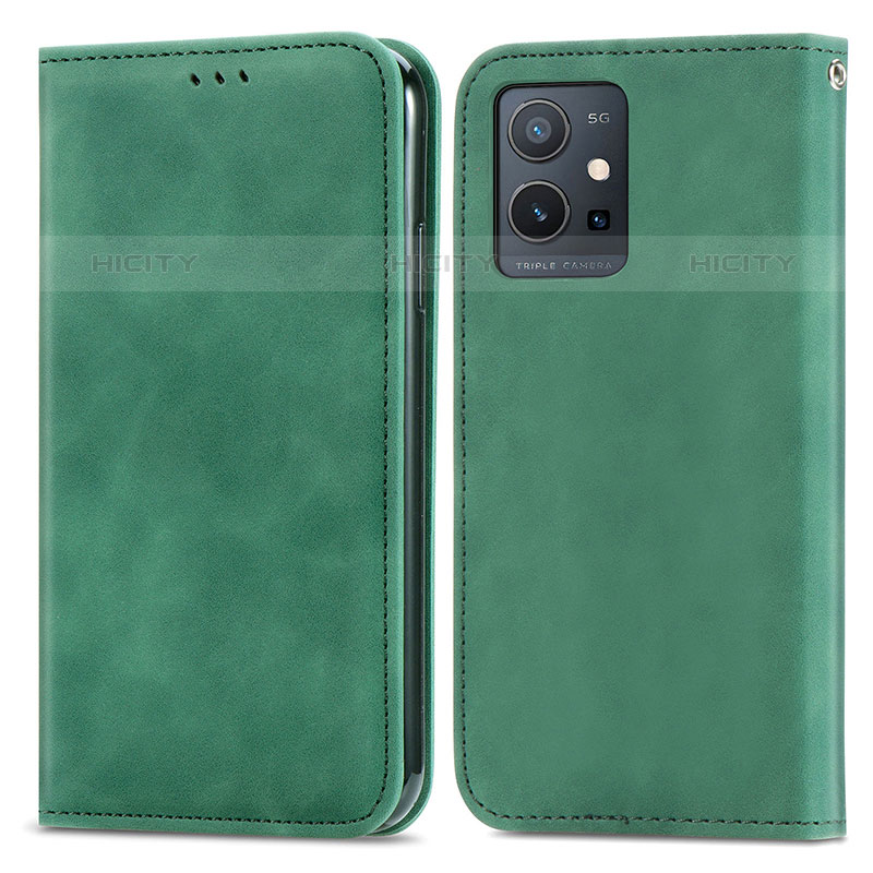 Funda de Cuero Cartera con Soporte Carcasa S04D para Vivo Y55 5G Verde