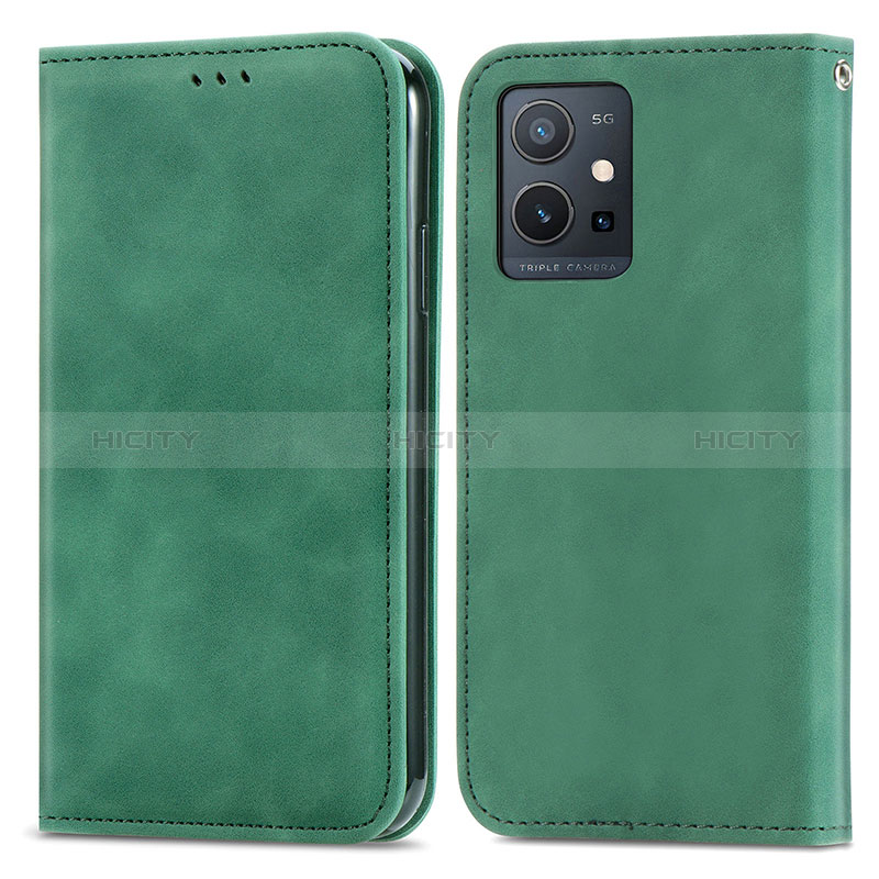 Funda de Cuero Cartera con Soporte Carcasa S04D para Vivo Y75 5G Verde