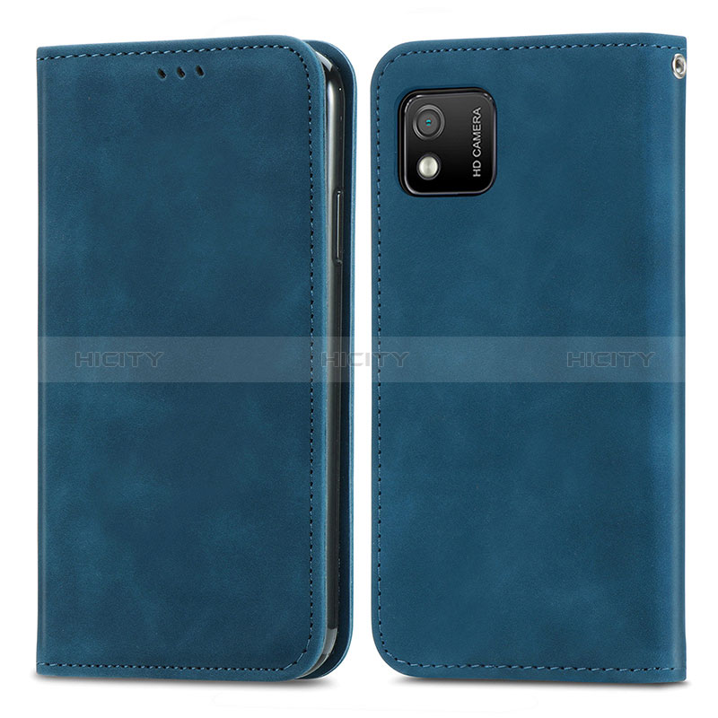 Funda de Cuero Cartera con Soporte Carcasa S04D para Wiko Y52 Azul