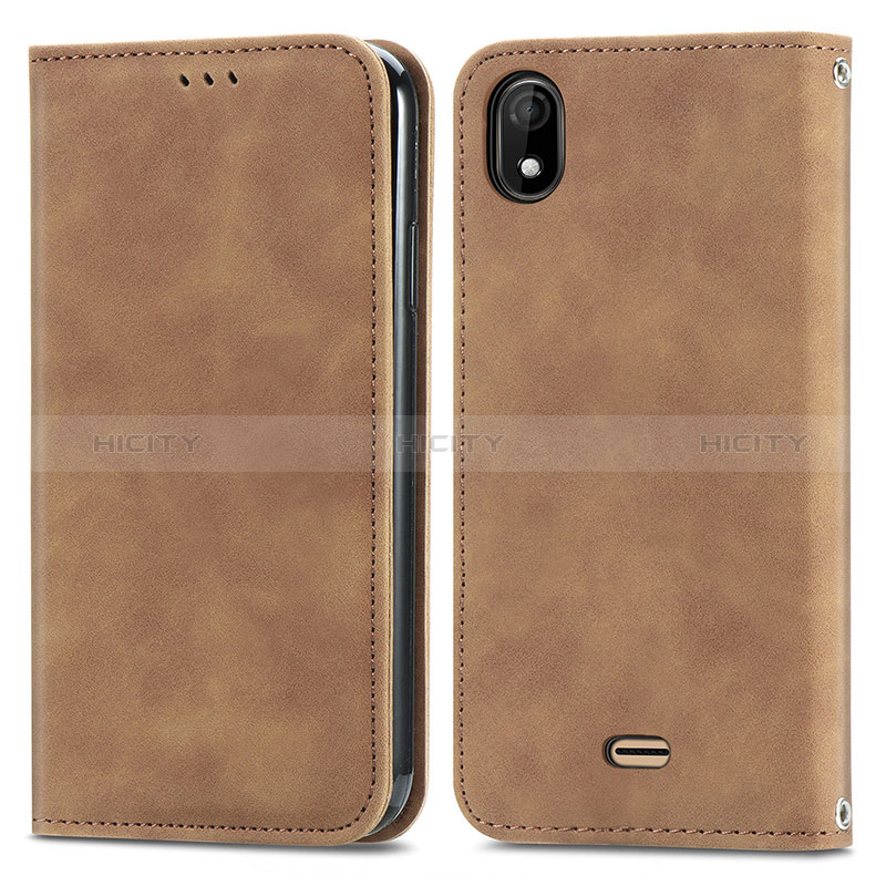 Funda de Cuero Cartera con Soporte Carcasa S04D para Wiko Y61 Marron