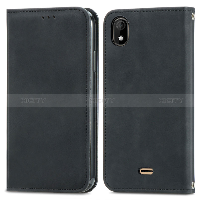 Funda de Cuero Cartera con Soporte Carcasa S04D para Wiko Y61 Negro