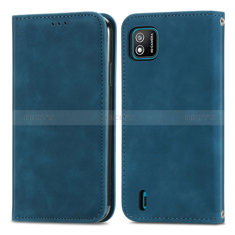 Funda de Cuero Cartera con Soporte Carcasa S04D para Wiko Y62 Azul