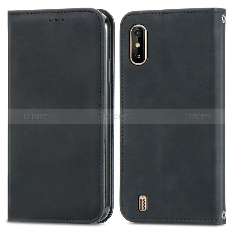 Funda de Cuero Cartera con Soporte Carcasa S04D para Wiko Y81 Negro