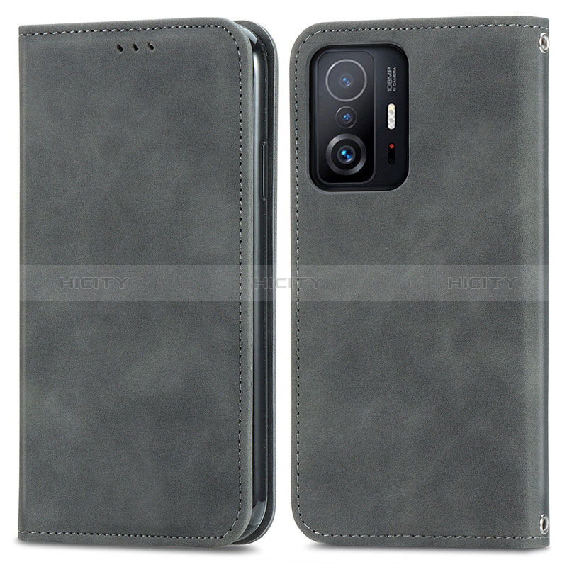 Funda de Cuero Cartera con Soporte Carcasa S04D para Xiaomi Mi 11T Pro 5G Gris