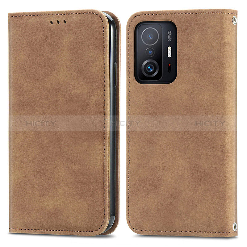 Funda de Cuero Cartera con Soporte Carcasa S04D para Xiaomi Mi 11T Pro 5G Marron