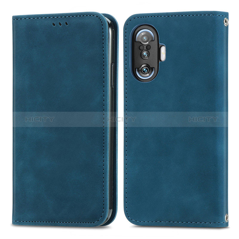 Funda de Cuero Cartera con Soporte Carcasa S04D para Xiaomi Poco F3 GT 5G Azul