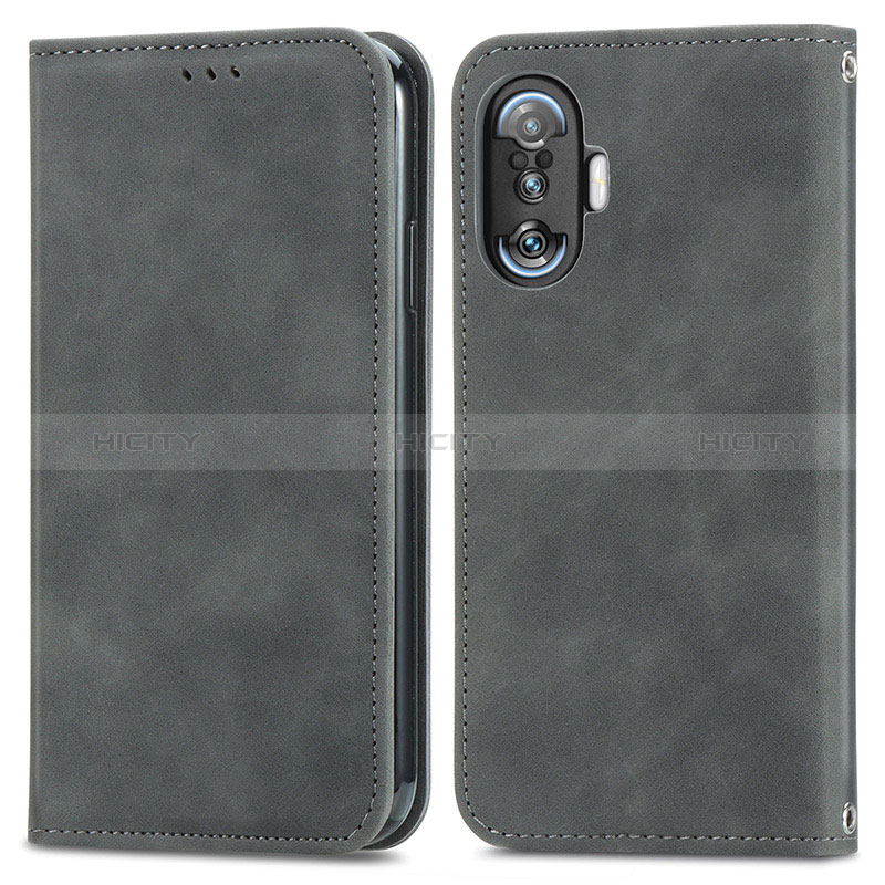 Funda de Cuero Cartera con Soporte Carcasa S04D para Xiaomi Poco F3 GT 5G Gris