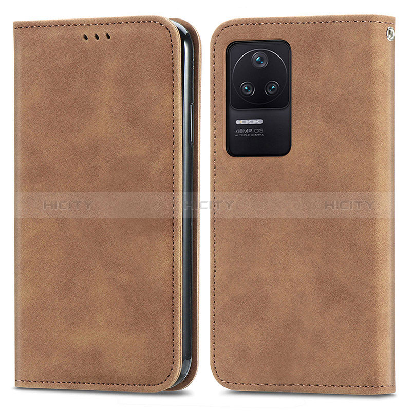 Funda de Cuero Cartera con Soporte Carcasa S04D para Xiaomi Poco F4 5G Marron