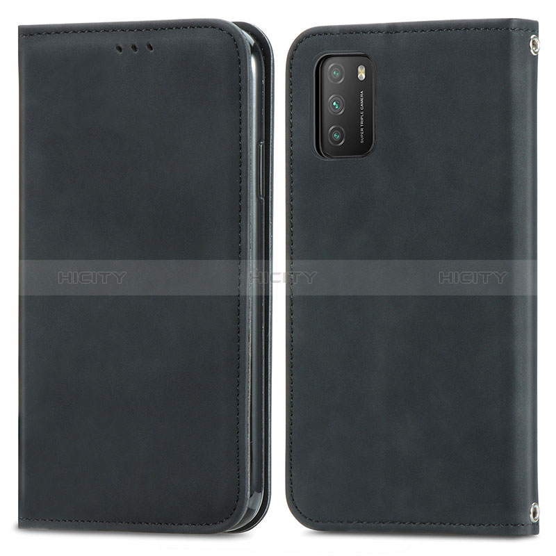 Funda de Cuero Cartera con Soporte Carcasa S04D para Xiaomi Poco M3 Negro