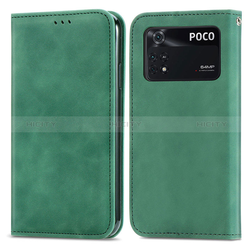 Funda de Cuero Cartera con Soporte Carcasa S04D para Xiaomi Poco M4 Pro 4G