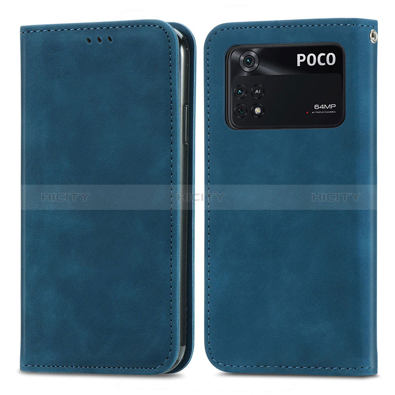 Funda de Cuero Cartera con Soporte Carcasa S04D para Xiaomi Poco M4 Pro 4G