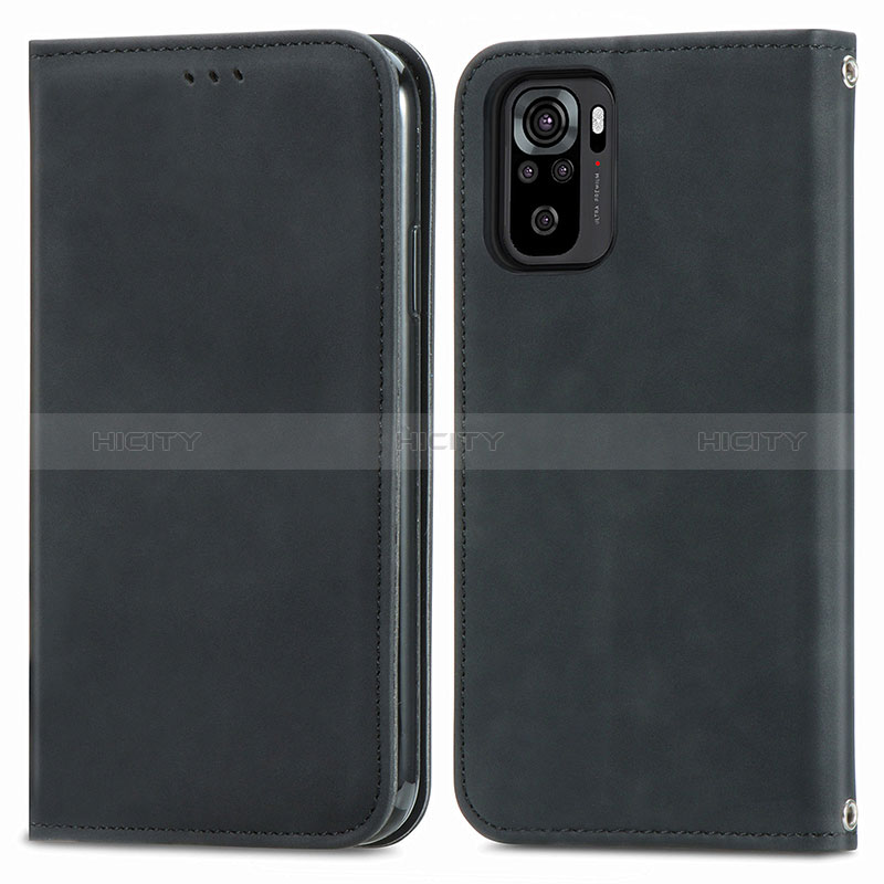 Funda de Cuero Cartera con Soporte Carcasa S04D para Xiaomi Poco M5S Negro