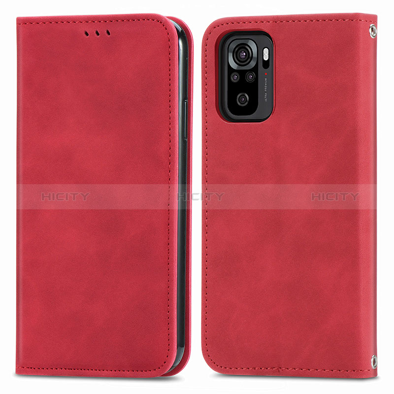 Funda de Cuero Cartera con Soporte Carcasa S04D para Xiaomi Poco M5S Rojo