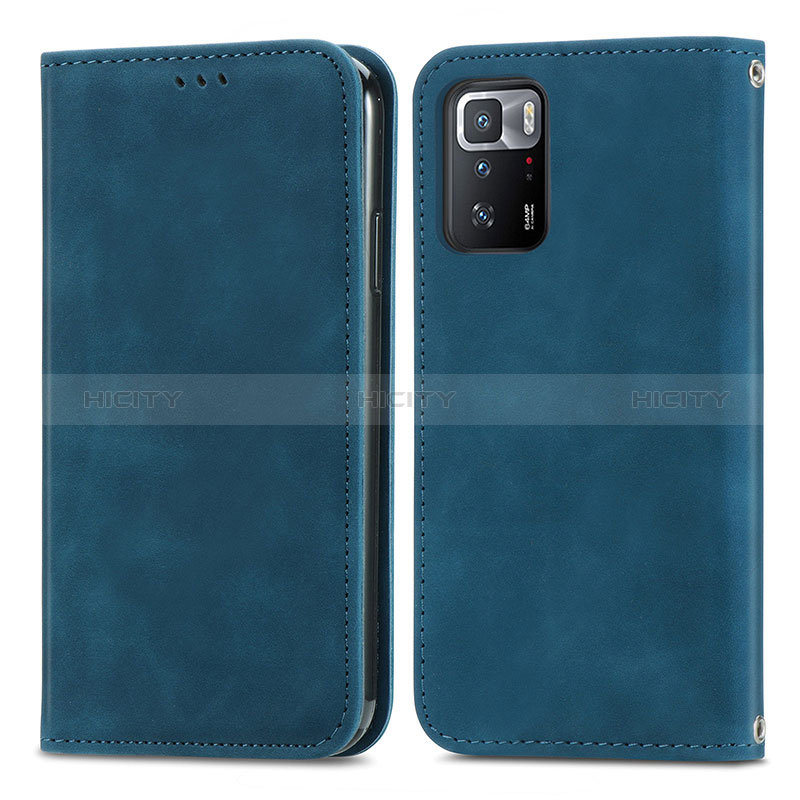 Funda de Cuero Cartera con Soporte Carcasa S04D para Xiaomi Poco X3 GT 5G Azul