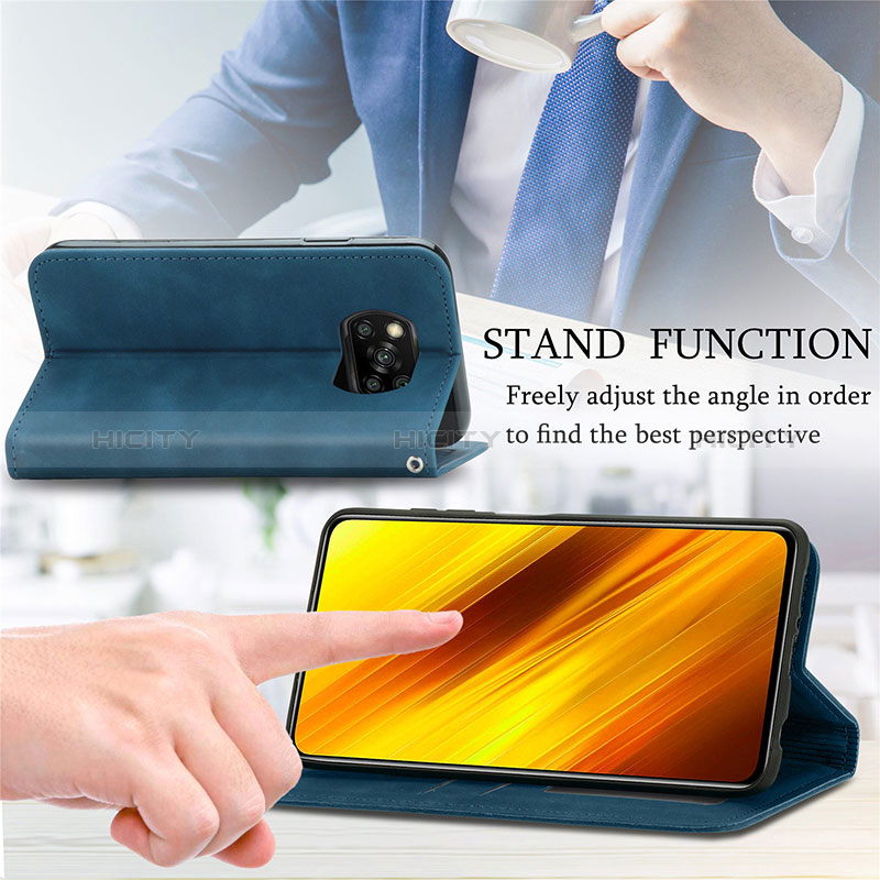 Funda de Cuero Cartera con Soporte Carcasa S04D para Xiaomi Poco X3 Pro