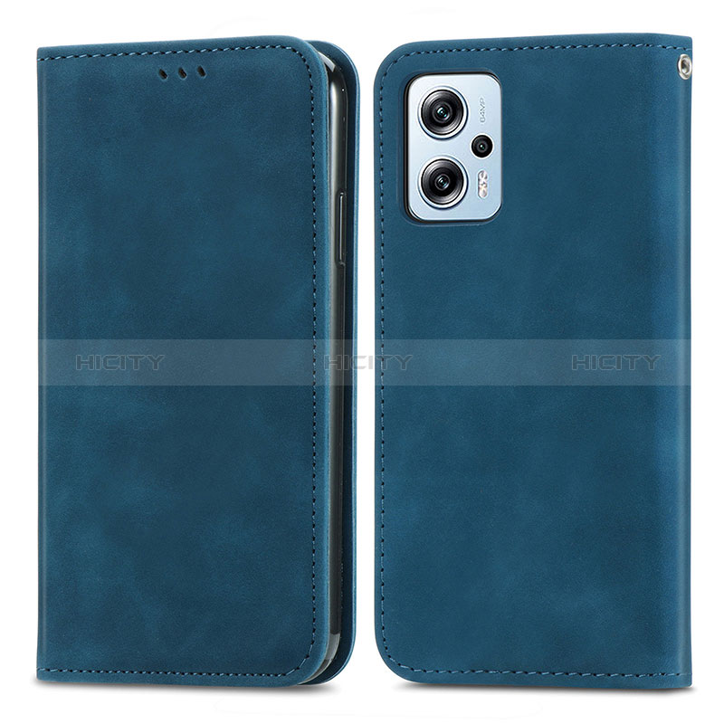 Funda de Cuero Cartera con Soporte Carcasa S04D para Xiaomi Poco X4 GT 5G Azul