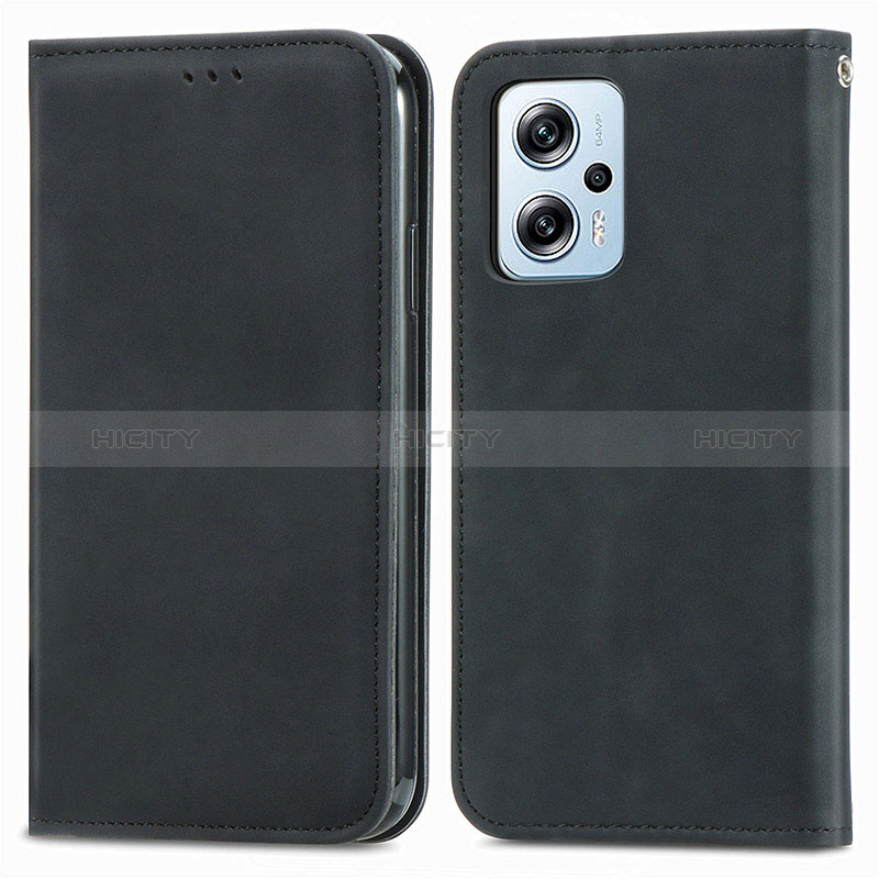 Funda de Cuero Cartera con Soporte Carcasa S04D para Xiaomi Poco X4 GT 5G Negro