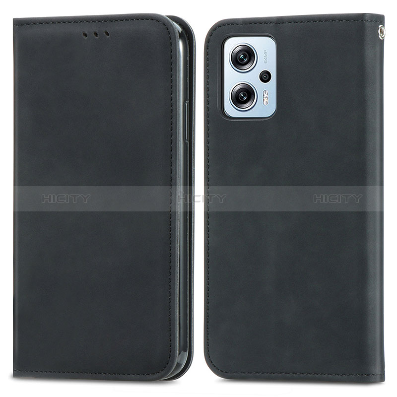 Funda de Cuero Cartera con Soporte Carcasa S04D para Xiaomi Poco X4 GT 5G Negro