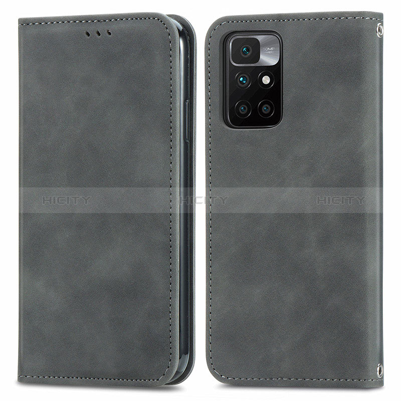 Funda de Cuero Cartera con Soporte Carcasa S04D para Xiaomi Redmi 10 (2022) Gris