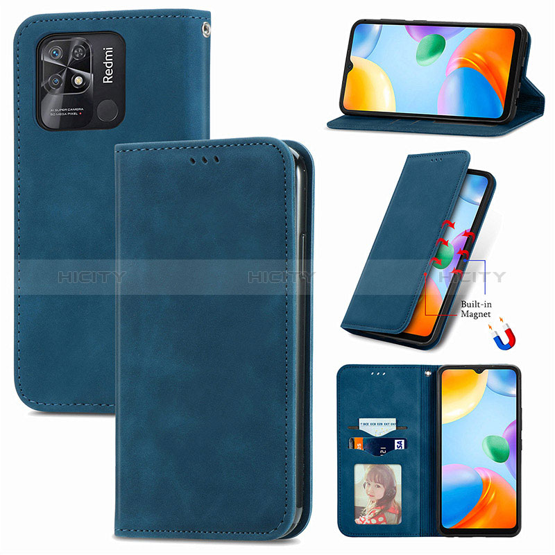 Funda de Cuero Cartera con Soporte Carcasa S04D para Xiaomi Redmi 10 Power