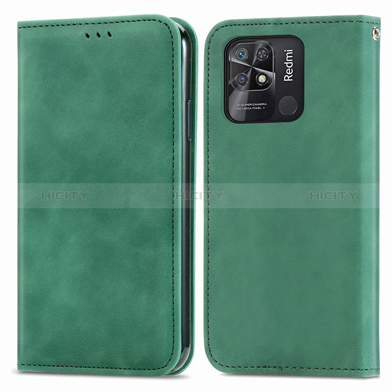 Funda de Cuero Cartera con Soporte Carcasa S04D para Xiaomi Redmi 10 Power Verde