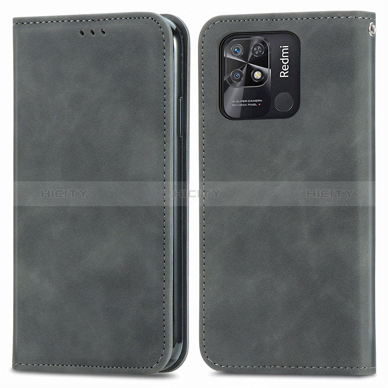 Funda de Cuero Cartera con Soporte Carcasa S04D para Xiaomi Redmi 10C 4G Gris