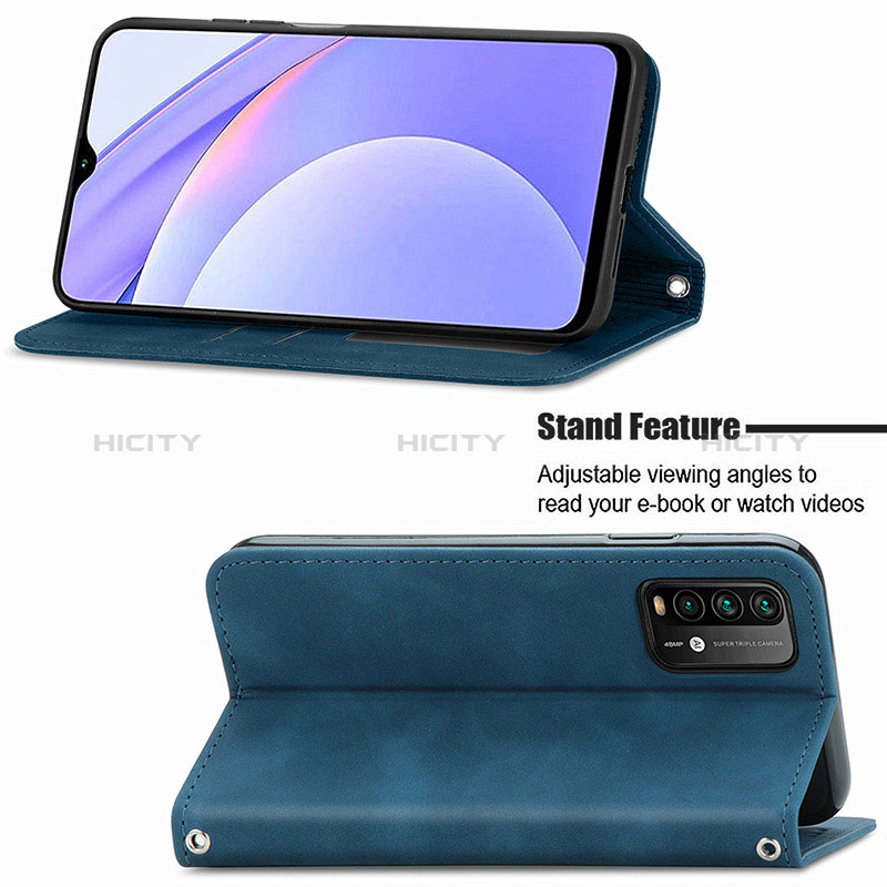 Funda de Cuero Cartera con Soporte Carcasa S04D para Xiaomi Redmi 9 Power